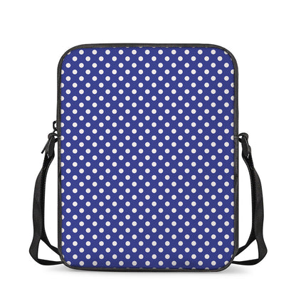 Blue And White Polka Dot Pattern Print Rectangular Crossbody Bag