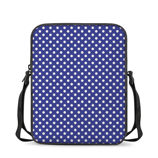Blue And White Polka Dot Pattern Print Rectangular Crossbody Bag