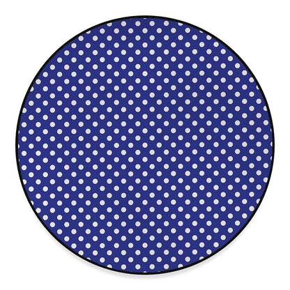 Blue And White Polka Dot Pattern Print Round Floor Mat