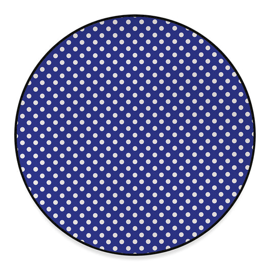 Blue And White Polka Dot Pattern Print Round Floor Mat