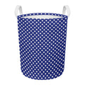 Blue And White Polka Dot Pattern Print Round Laundry Basket