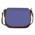 Blue And White Polka Dot Pattern Print Saddle Bag