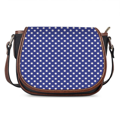 Blue And White Polka Dot Pattern Print Saddle Bag