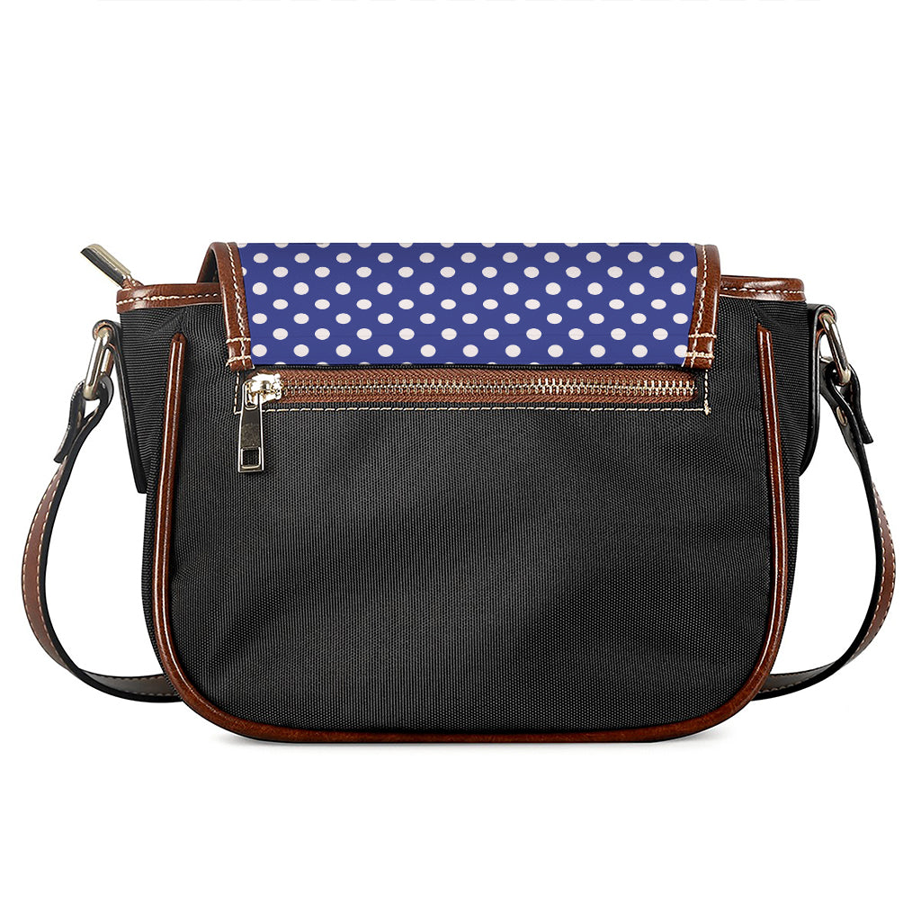 Blue And White Polka Dot Pattern Print Saddle Bag