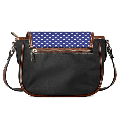Blue And White Polka Dot Pattern Print Saddle Bag