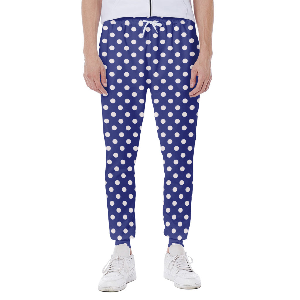 Blue And White Polka Dot Pattern Print Scuba Joggers