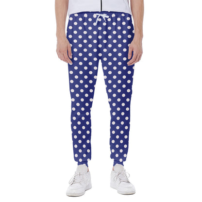 Blue And White Polka Dot Pattern Print Scuba Joggers