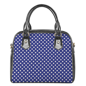 Blue And White Polka Dot Pattern Print Shoulder Handbag