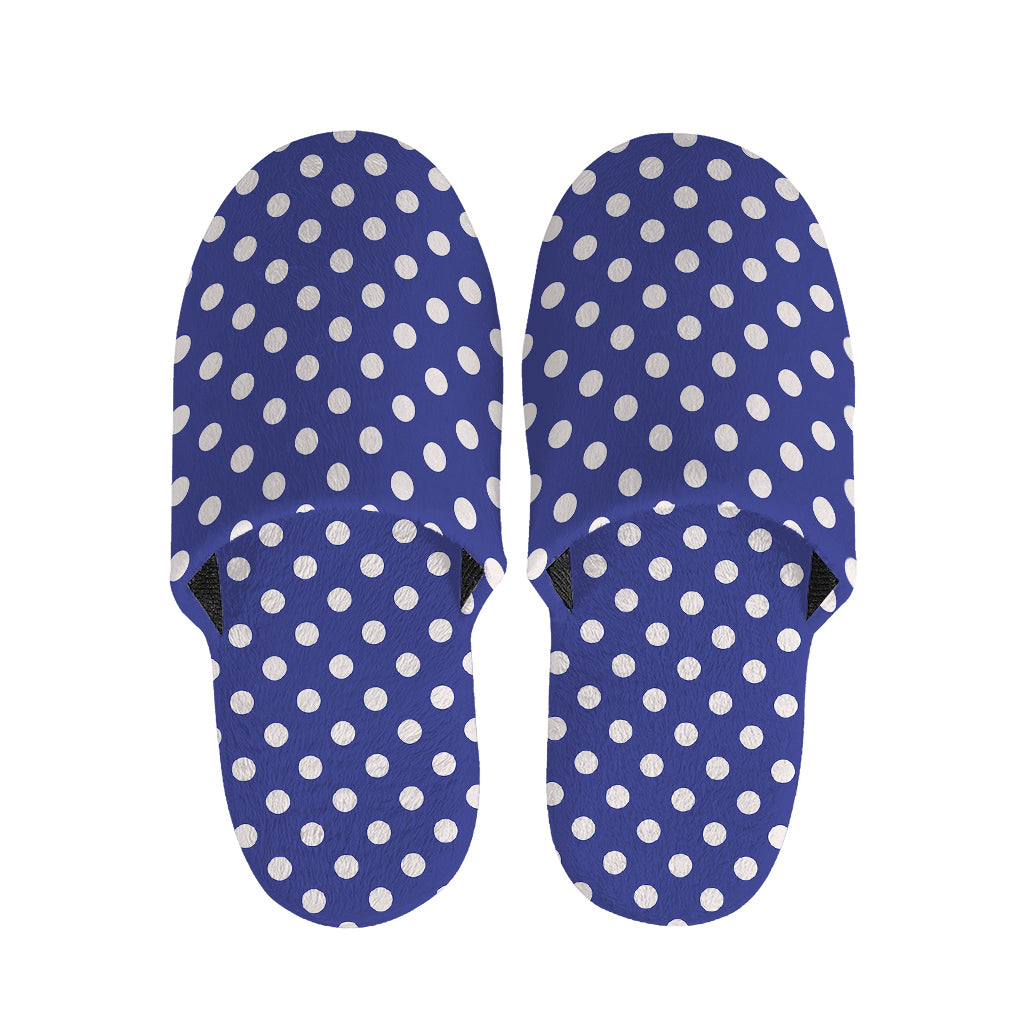 Blue And White Polka Dot Pattern Print Slippers
