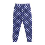 Blue And White Polka Dot Pattern Print Sweatpants