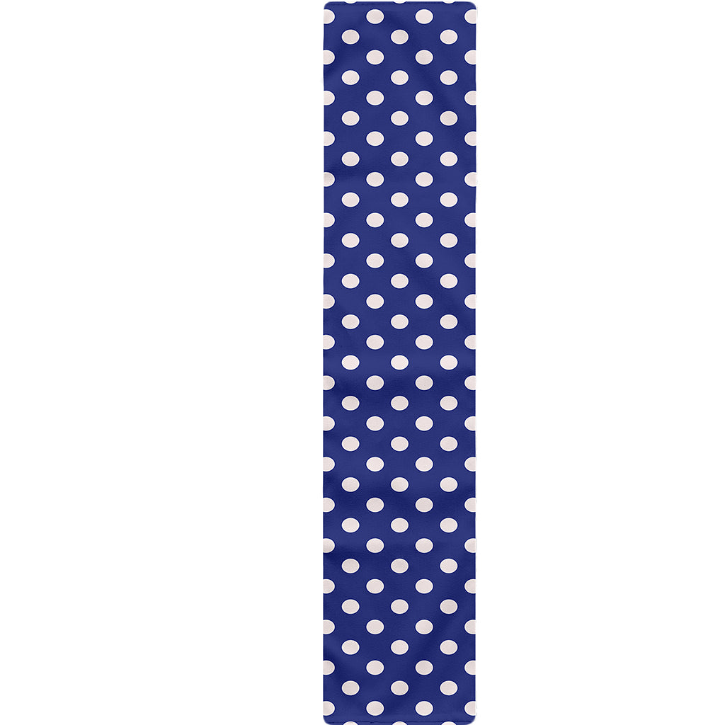 Blue And White Polka Dot Pattern Print Table Runner