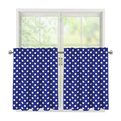 Blue And White Polka Dot Pattern Print Tier Curtains