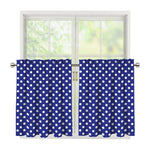 Blue And White Polka Dot Pattern Print Tier Curtains