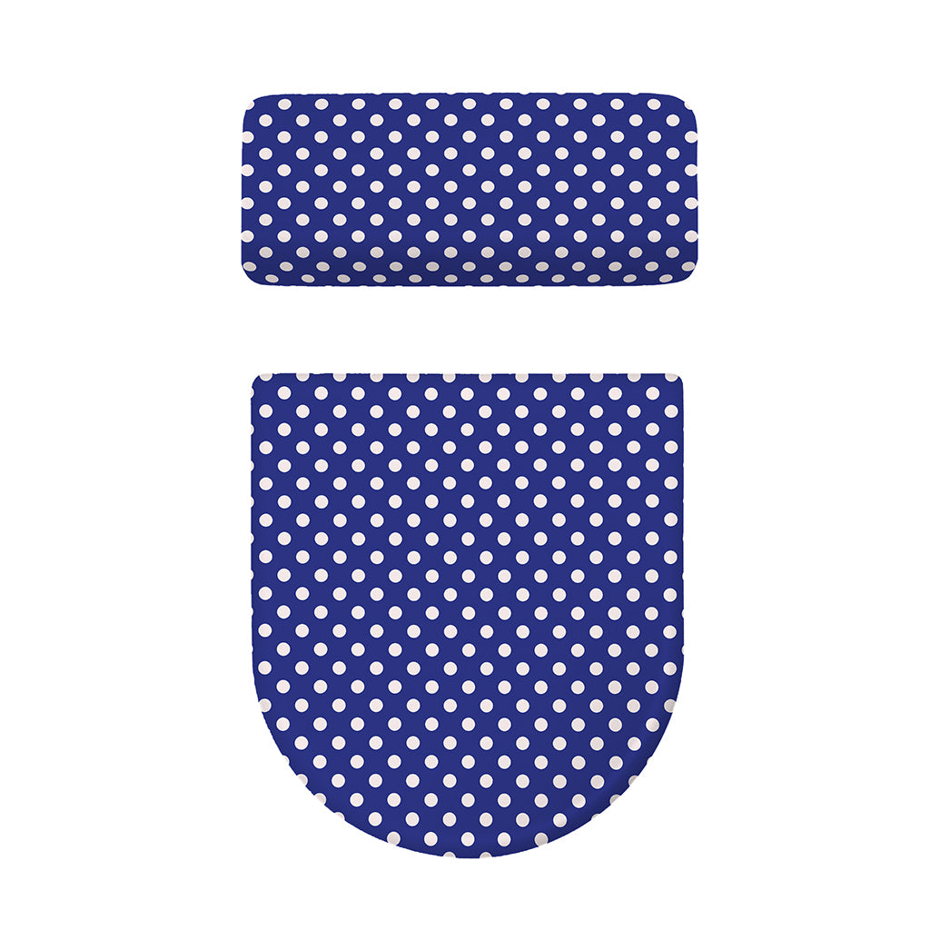 Blue And White Polka Dot Pattern Print Toilet Lid And Tank Cover Set