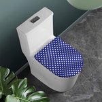 Blue And White Polka Dot Pattern Print Toilet Lid Cover