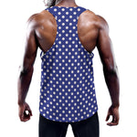Blue And White Polka Dot Pattern Print Training Tank Top