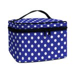 Blue And White Polka Dot Pattern Print Travel Makeup Bag