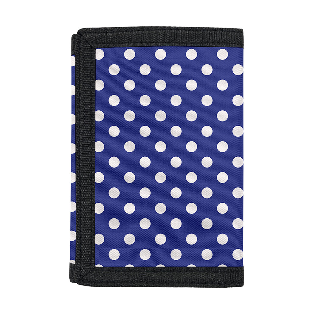 Blue And White Polka Dot Pattern Print Trifold Wallet