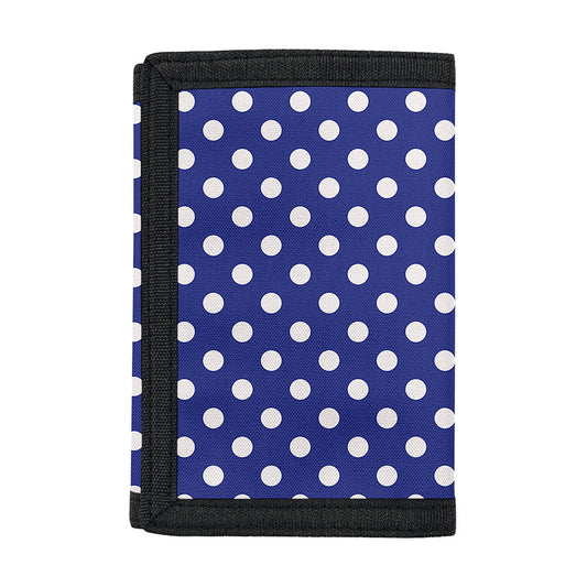 Blue And White Polka Dot Pattern Print Trifold Wallet