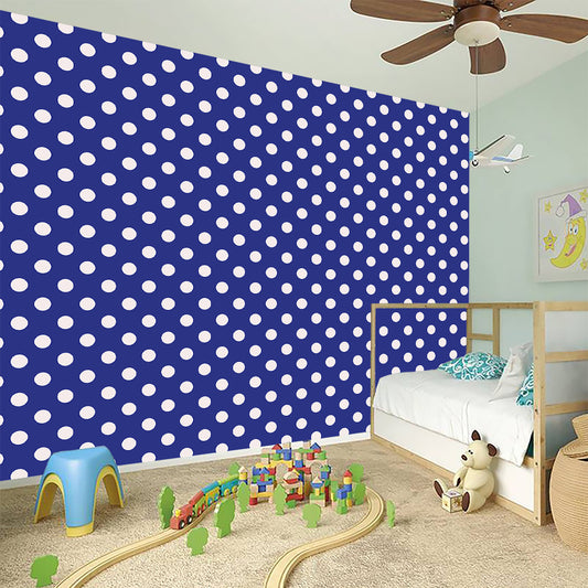Blue And White Polka Dot Pattern Print Wall Sticker