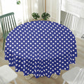 Blue And White Polka Dot Pattern Print Waterproof Round Tablecloth