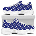 Blue And White Polka Dot Pattern Print White Chunky Shoes
