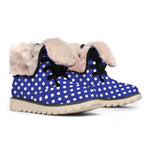 Blue And White Polka Dot Pattern Print Winter Boots