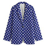 Blue And White Polka Dot Pattern Print Women's Blazer