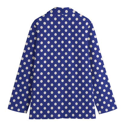 Blue And White Polka Dot Pattern Print Women's Blazer