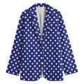 Blue And White Polka Dot Pattern Print Women's Cotton Blazer