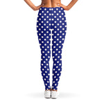 Blue And White Polka Dot Pattern Print Women's Leggings