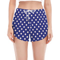 Blue And White Polka Dot Pattern Print Women's Split Running Shorts