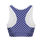 Blue And White Polka Dot Pattern Print Women's Sports Bra