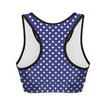 Blue And White Polka Dot Pattern Print Women's Sports Bra