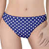 Blue And White Polka Dot Pattern Print Women's Thong