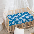 Blue And White Sea Turtle Pattern Print Baby Crib Sheet