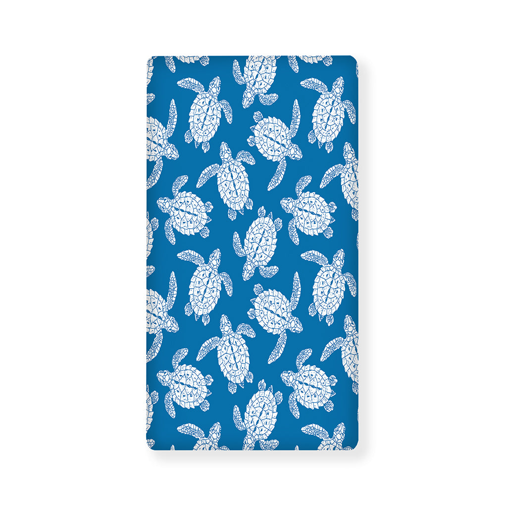 Blue And White Sea Turtle Pattern Print Baby Crib Sheet