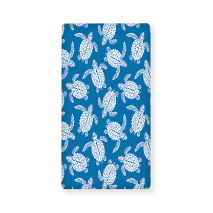 Blue And White Sea Turtle Pattern Print Baby Crib Sheet