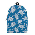 Blue And White Sea Turtle Pattern Print School Backpack