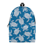 Blue And White Sea Turtle Pattern Print Backpack