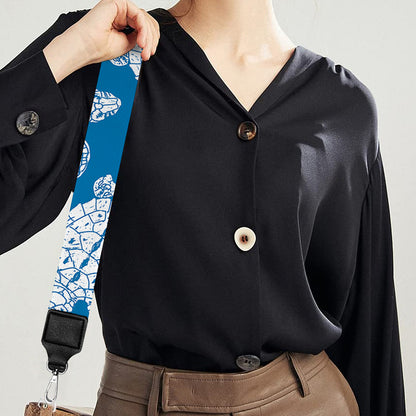 Blue And White Sea Turtle Pattern Print Bag Strap