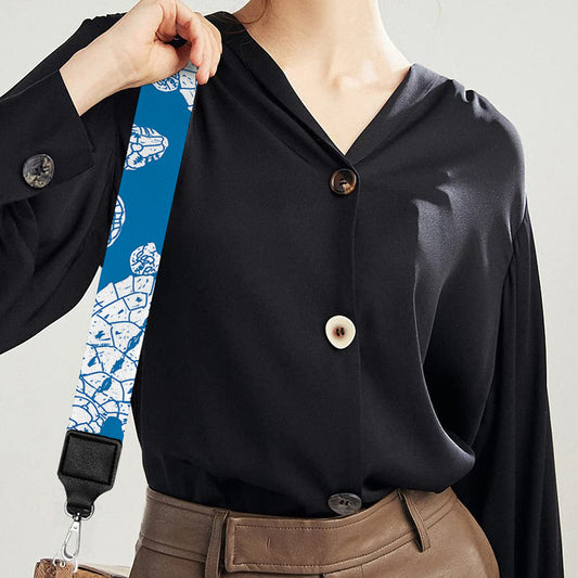 Blue And White Sea Turtle Pattern Print Bag Strap