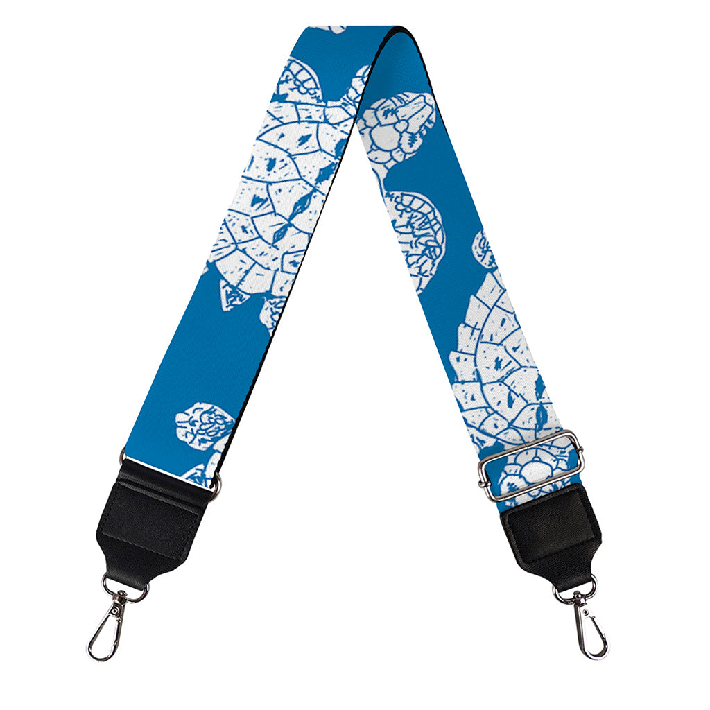 Blue And White Sea Turtle Pattern Print Bag Strap