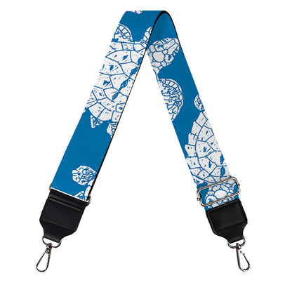 Blue And White Sea Turtle Pattern Print Bag Strap