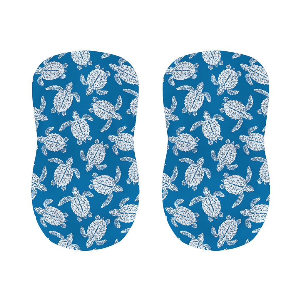 Blue And White Sea Turtle Pattern Print Bar Stool Covers