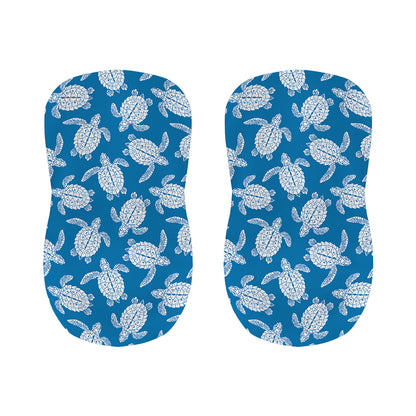 Blue And White Sea Turtle Pattern Print Bar Stool Covers