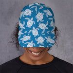 Blue And White Sea Turtle Pattern Print Baseball Cap