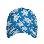 Blue And White Sea Turtle Pattern Print Baseball Cap