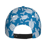 Blue And White Sea Turtle Pattern Print Baseball Cap