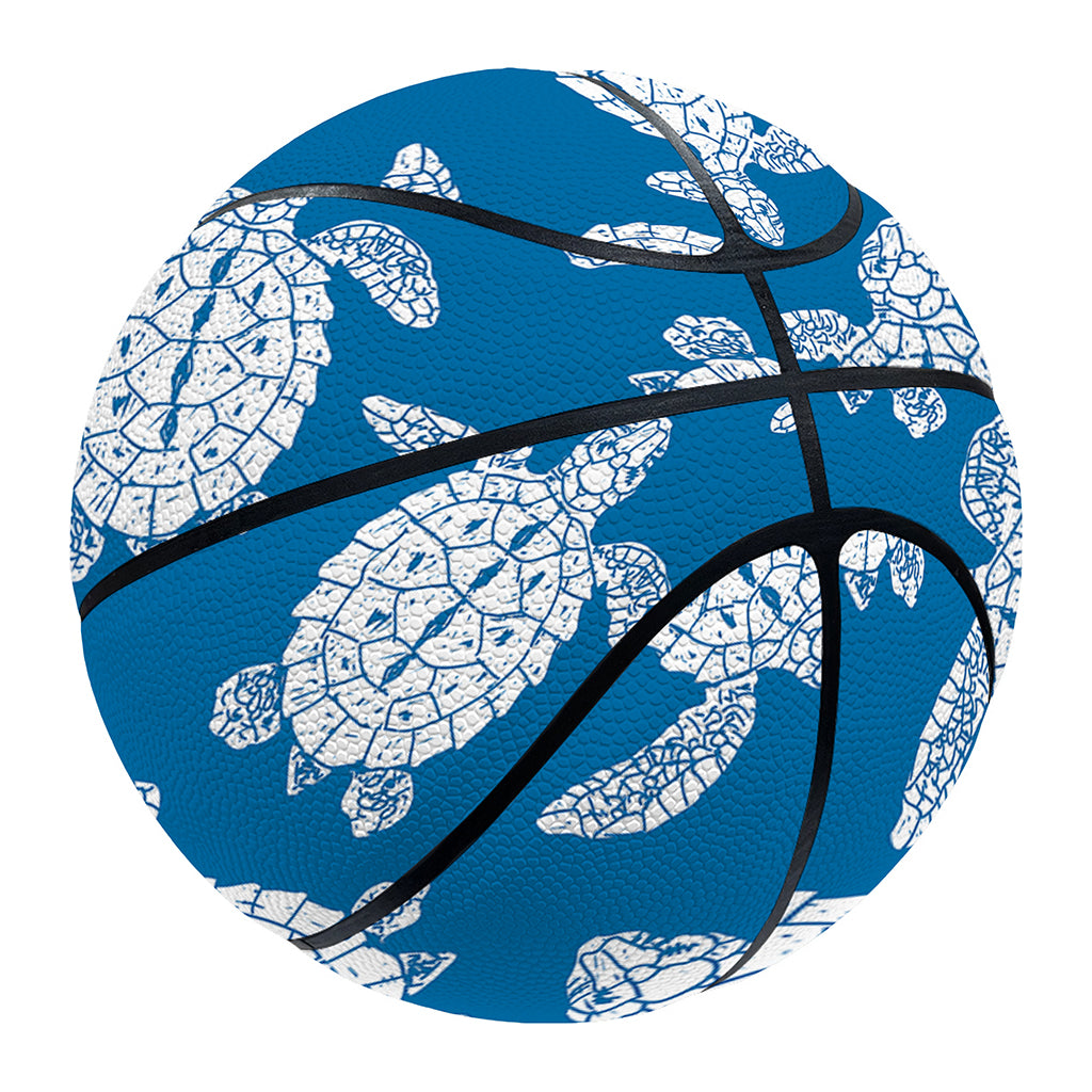 Blue And White Sea Turtle Pattern Print Basketball